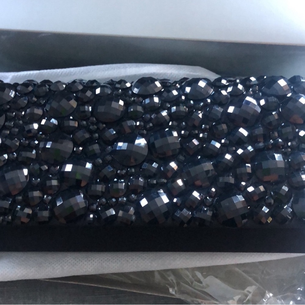 Sondra RobertsJet Black Faceted Crystal Clutch -Boutique, NWT